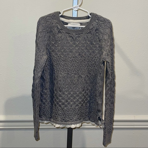 L.OG.G. Gray & Lace Pullover Sweater, 8-10 - Picture 1 of 4